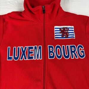 Red Luxembourg Fleece Jacket with Crest Large